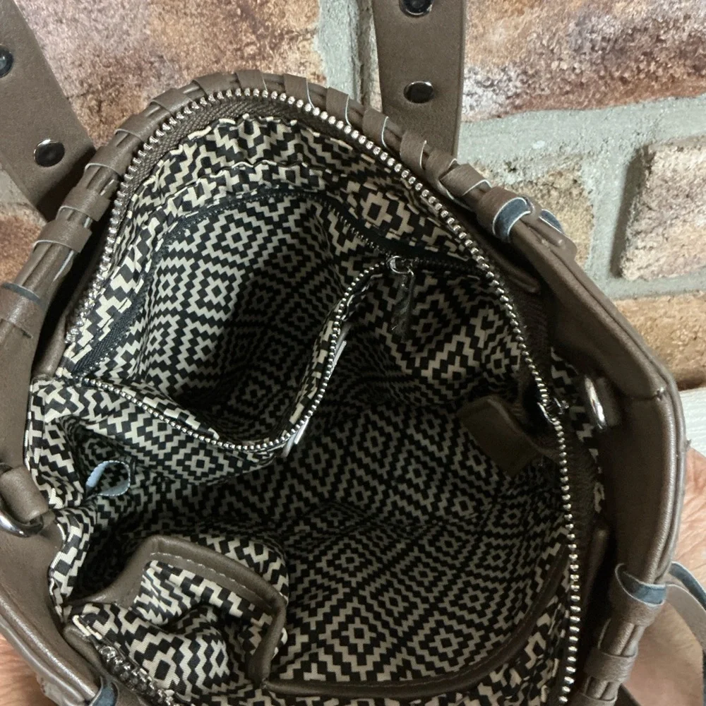 SASHA+SOFI Studded Croc-Embossed Faux Leather Crossbody Bag